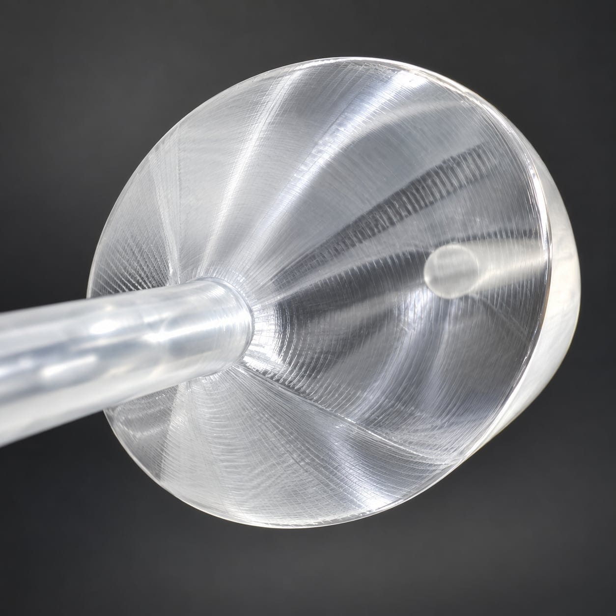 Close-up of the YouStay balloon: a clear, finely textured balloon on a catheter shaft
